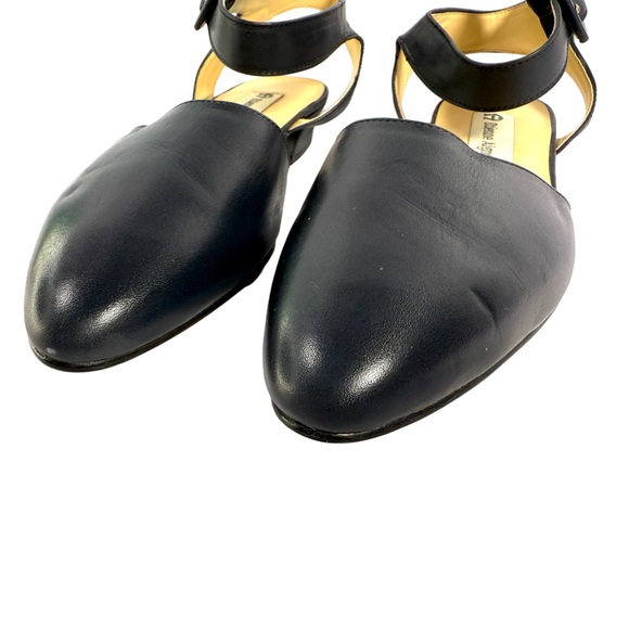 Etienne Aigner Black Leather Flats with Ankle Strap - Picture 4 of 15